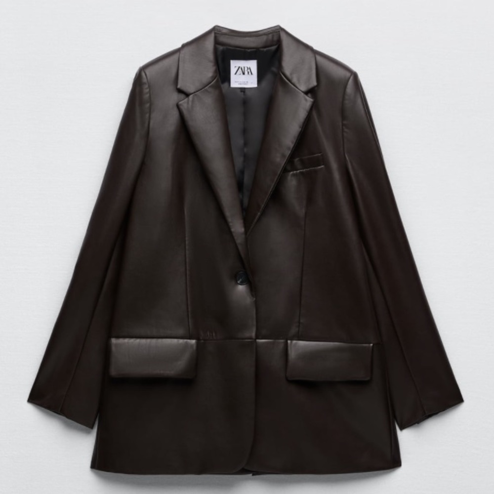 Zara Faux Leather Blazer